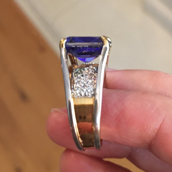 Lab sapphire doublet gold vermeil ring - Picture 7 of 15